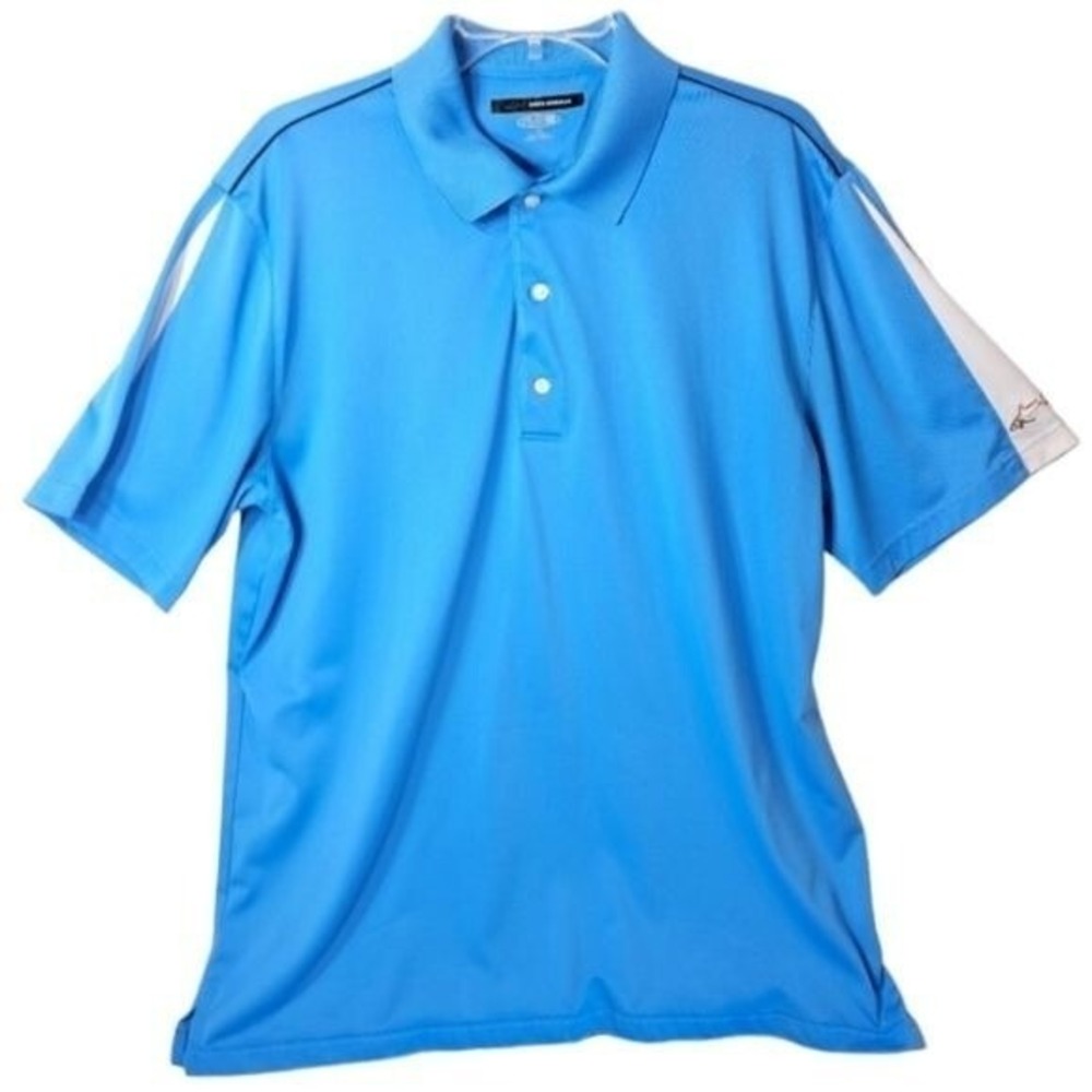 Greg Norman Men's Baby Blue‎ Golf Polo Style Button Collared Shirt L/G